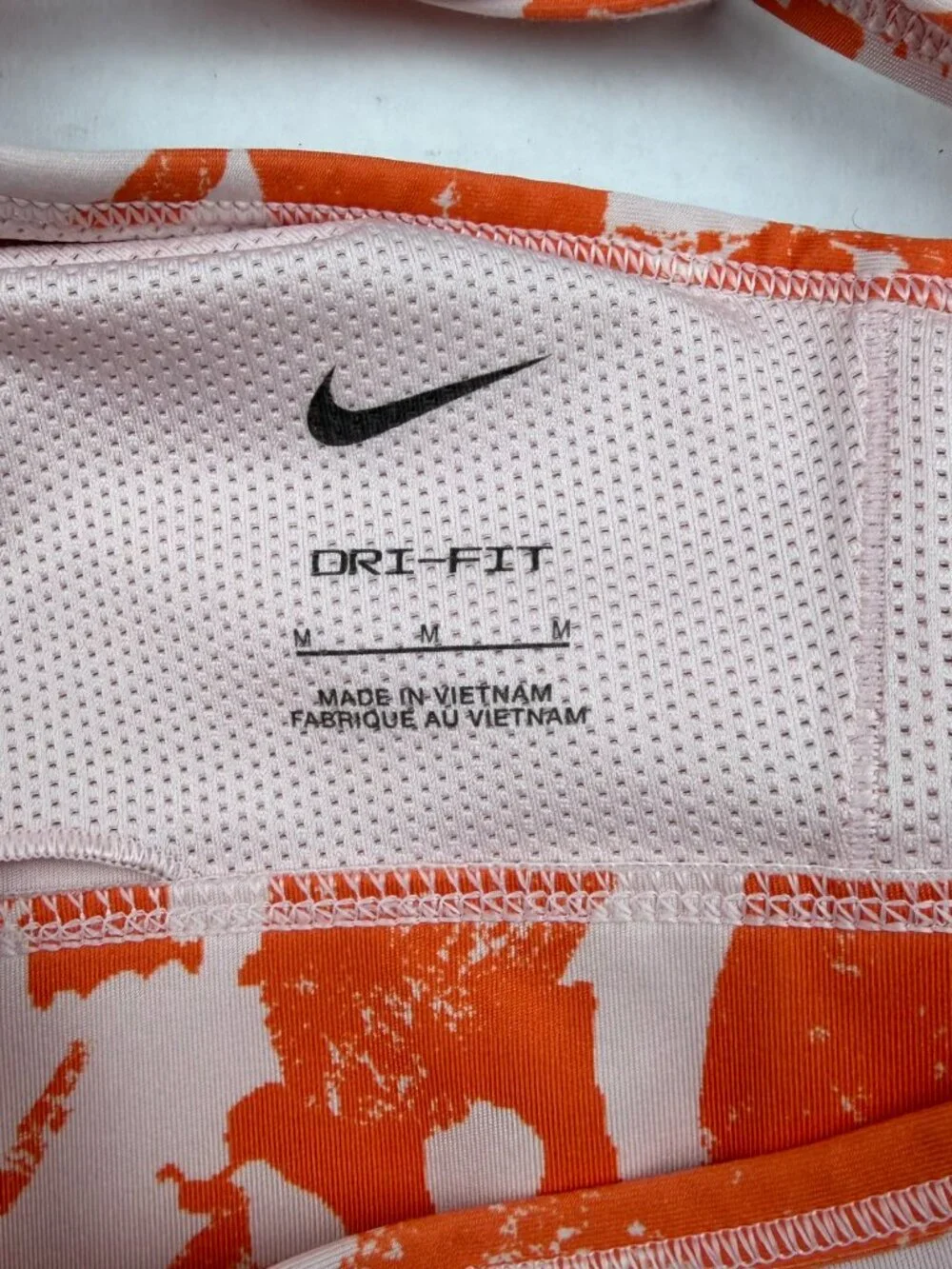Nike Women's Dri-FIT Indy Icon Clash Sports Bra Orange And Pink Print Size Med